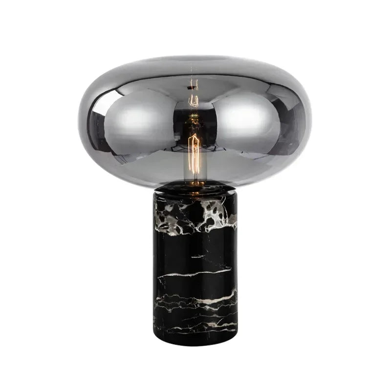 مصباح مكتبي من الرخام على شكل كرة زجاجية من DecorBites™ - تصميم عصري بسيط لغرفة النوم وغرفة المعيشة
