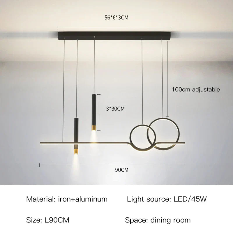 مصباح معلق أسود وذهبي من ديكوربايتس™ | إضاءة داخلية عصرية لغرفة الطعام والمطبخ