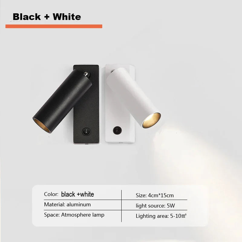 DecorBites™ LED Wall Light: Modern Rotation Headboard Reading Lights for Bedroom, Living Room