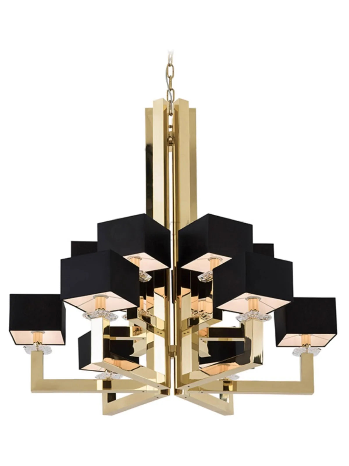 DecorBites™ 12-Light Chrome Chandelier with Black Shades - 37x37 inches