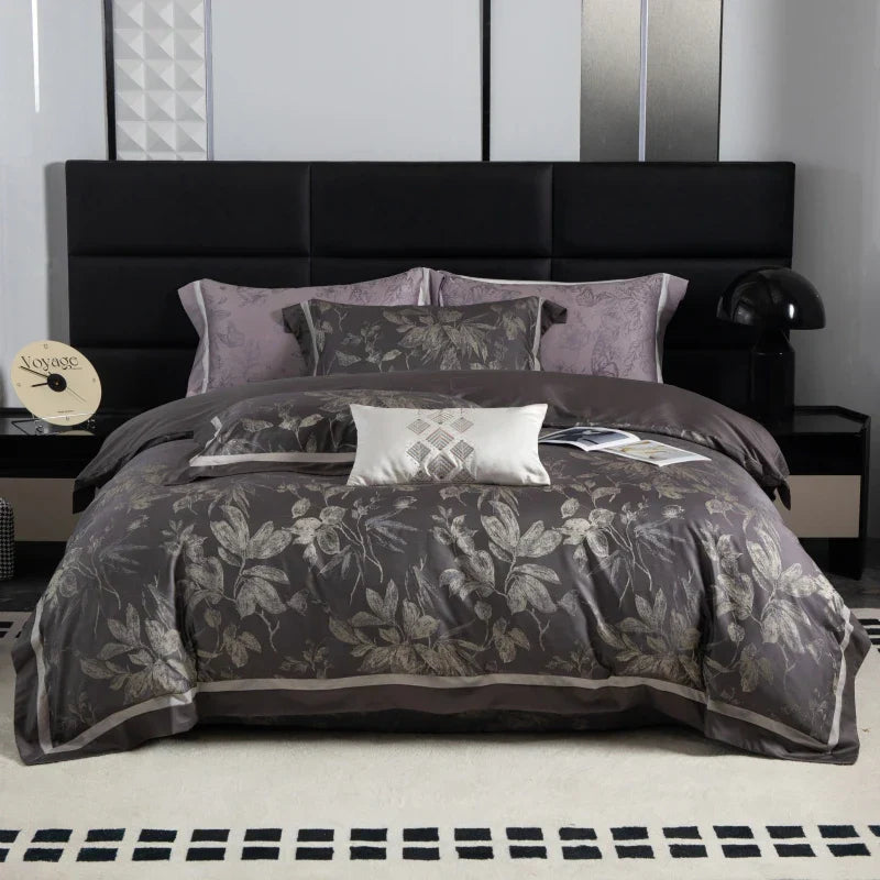 DecorBites™ Butterfly Jacquard Lyocell Cotton Luxury Bedding Set Full Queen