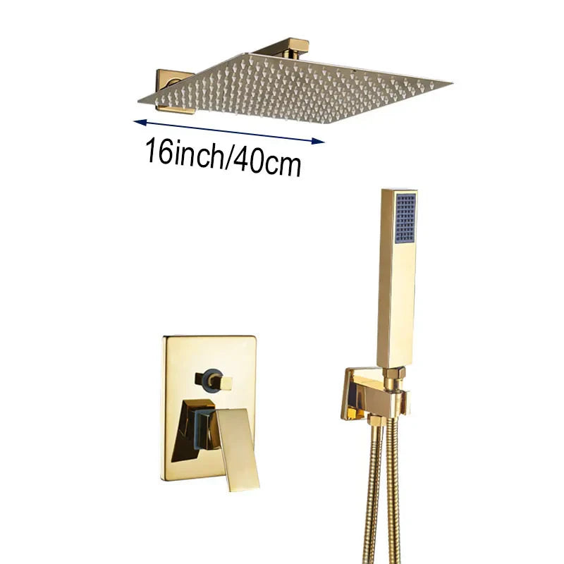 DecorBites™ Golden Rainfall Shower Faucet Set with Single Handle Brass Bath Mixers