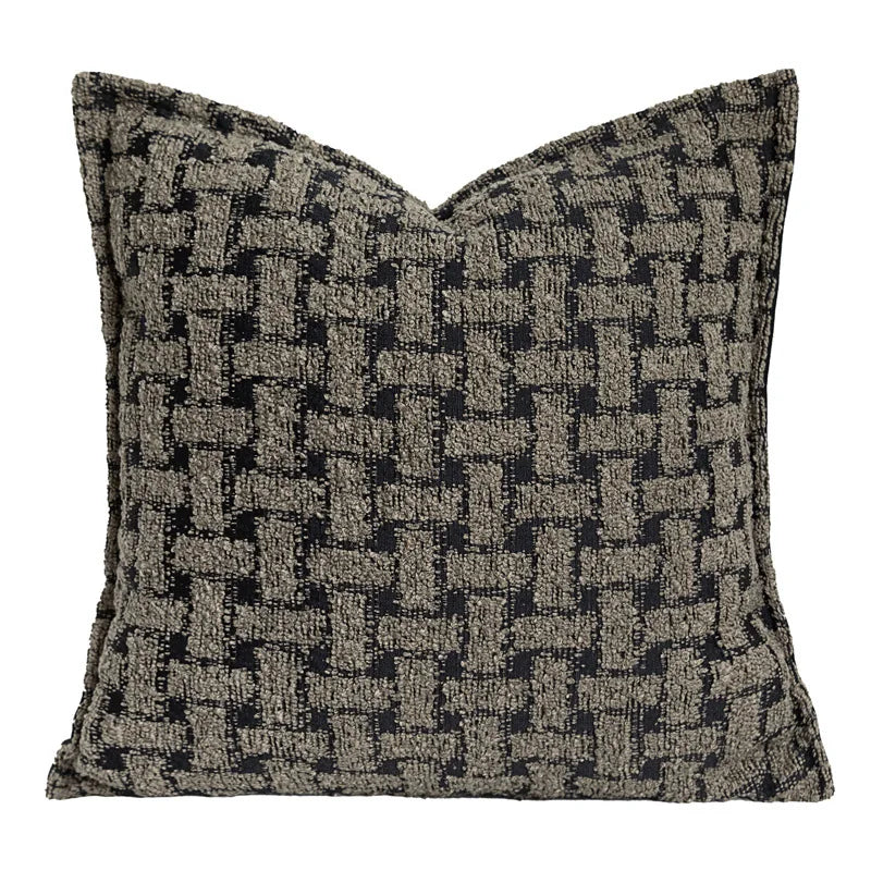 DecorBites™ Caramel Color Velvet Sofa Pillowcase with Geometric Panelled Cushion Cover