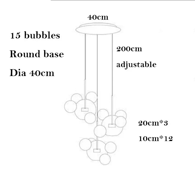 DecorBites™ Bubble Ball Pendant Light: Golden Iron Glass Lamp for Kitchen Island, LED Fixtures
