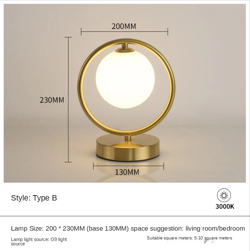 Lámpara de mesa LED con bola de cristal DecorBites™ para una decoración elegante de dormitorio