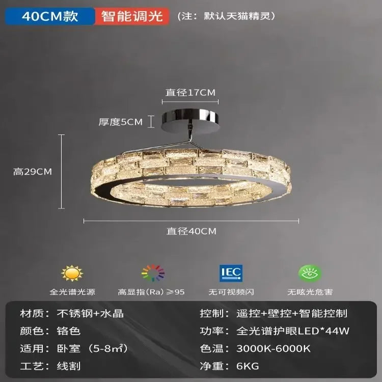 DecorBites™ Crystal Chandelier: Modern LED Ceiling Lighting for Bedroom, Living, Dining Room