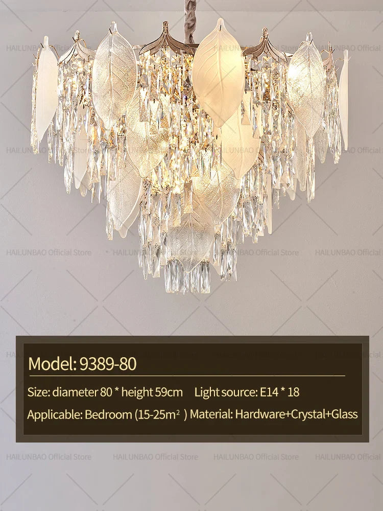 DecorBites™ Crystal Leaves Chandelier: Elegant Postmodern Lighting for Living Room, Dining Room, Bedroom