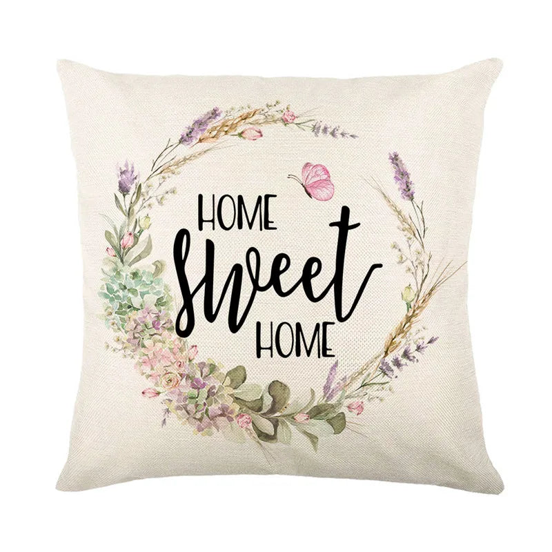 DecorBites™ Lavender Flower Linen Pillowcase for Sofa Car, Living Room Decor, Throw Pillow Case