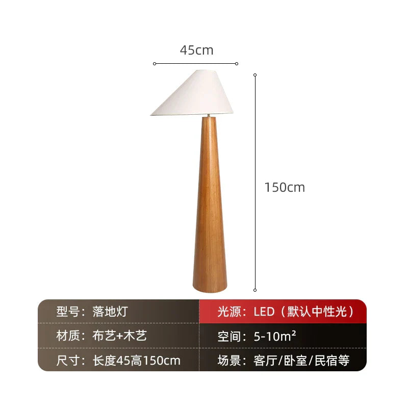 DecorBites™ Japanese Wooden Tapered Floor Lamp for Bedroom Hotel Living Room Sofas
