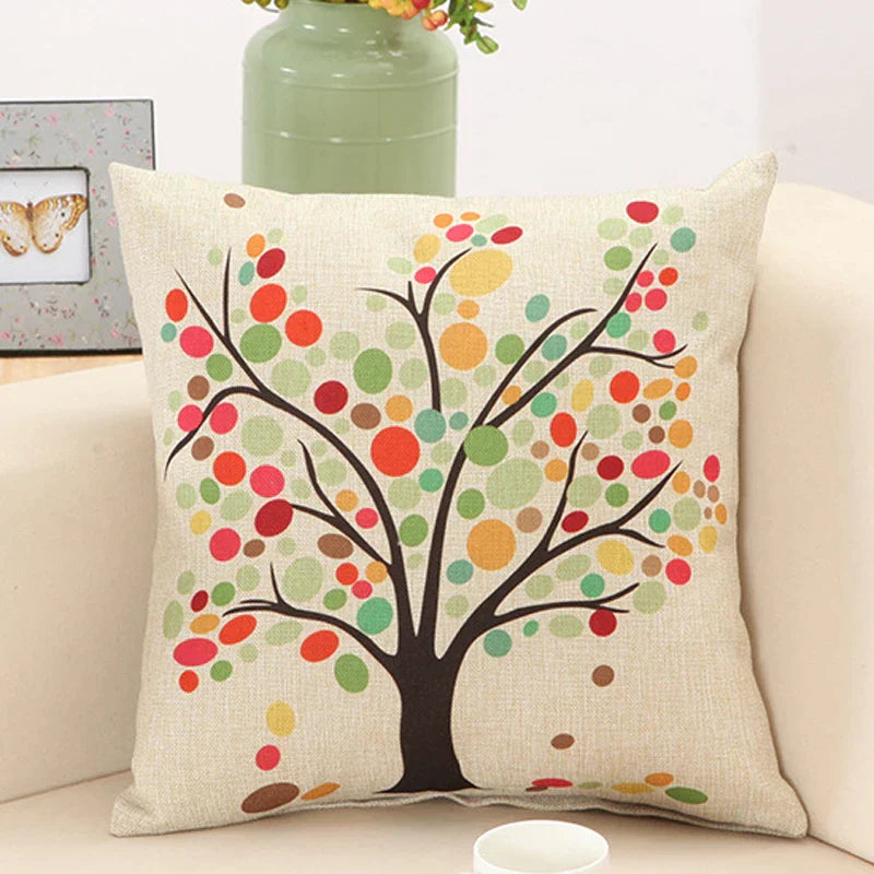 DecorBites™ Abstract Tree Flower Pattern Pillow Cover for Home Decor