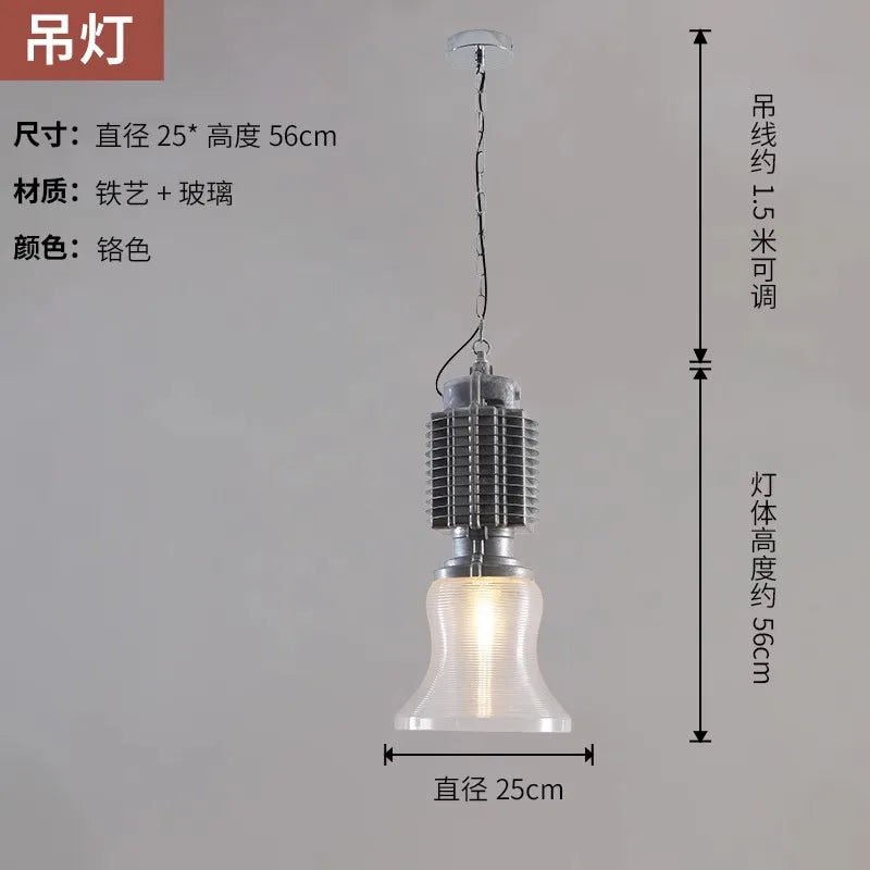 DecorBites™ Glass Chrome Pendant Light LED E27 Iron Art Decor for Restaurant Café