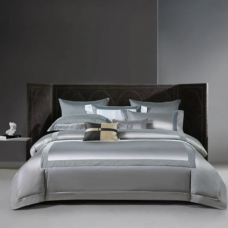 DecorBites™ King Size Luxury 1400TC Cotton White Bedding Set with Embroidery