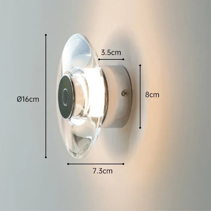 Lámpara de pared de noche DecorBites™ Crystal: Diseño circular minimalista moderno para el hogar