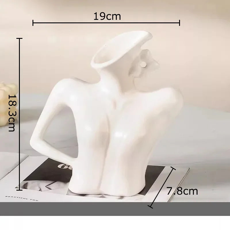 DecorBites™ Elegant Dames Ceramic Vase Figure Flower Pot Desk Decoration Room Decor