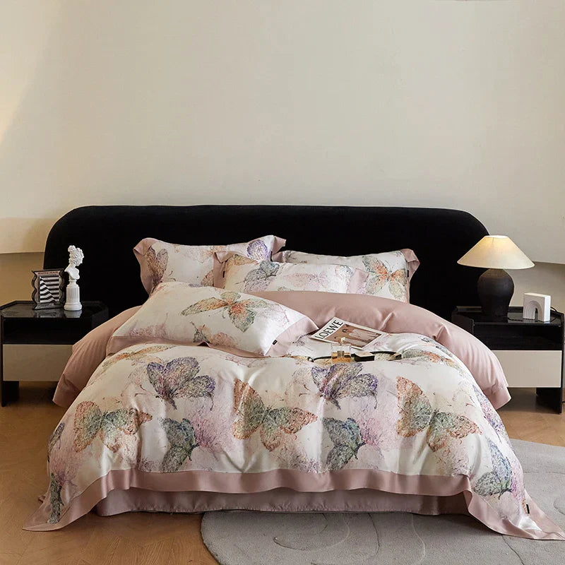 DecorBites™ Eucalyptus Fiber Flowers Print Bedding Set - Soft Silky Cool Feel