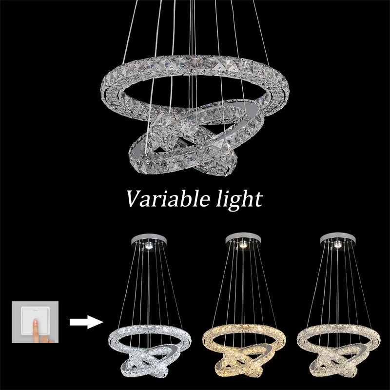 DecorBites™ Crystal LED Chandelier Pendant Light for Modern Luxury Living Dining Room Décor