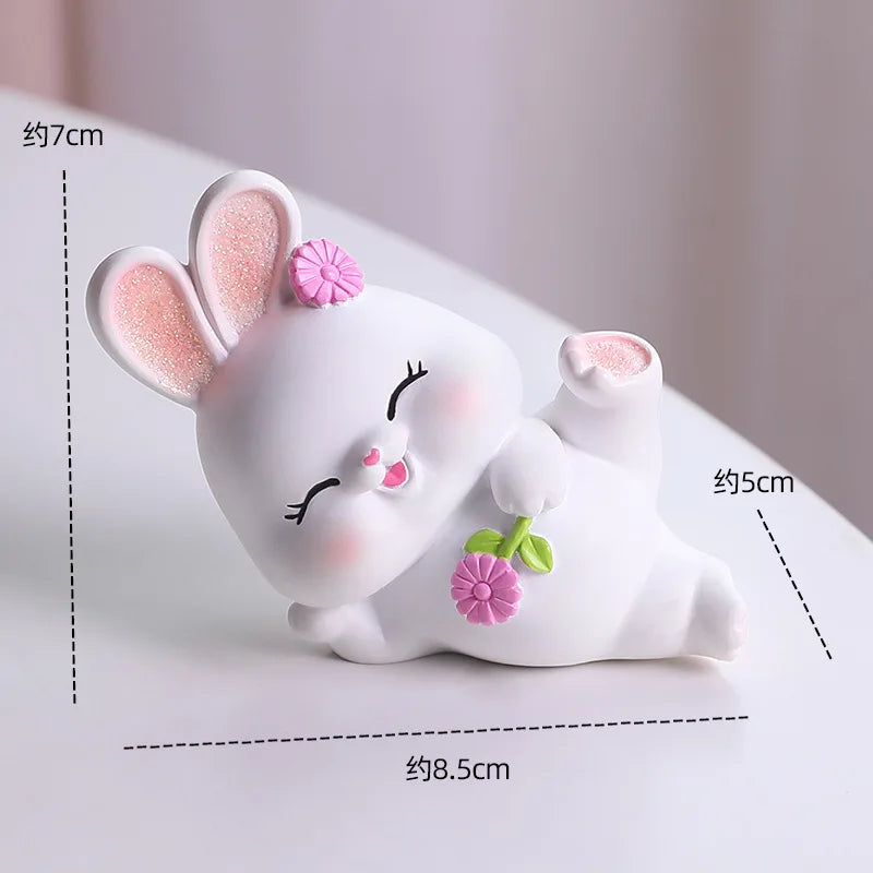 DecorBites™ Cute Bunny Figurine Sculpture for Home Decor - Modern, Chubby Rabbit Art Ornament