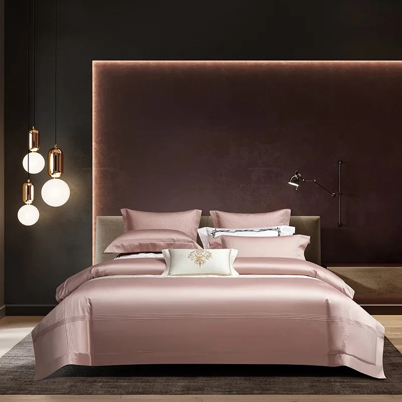 طقم مفروشات فندقية فاخرة من القطن المصري DecorBites™ 1000TC: غطاء لحاف، طقم ملاءات، أكياس وسائد