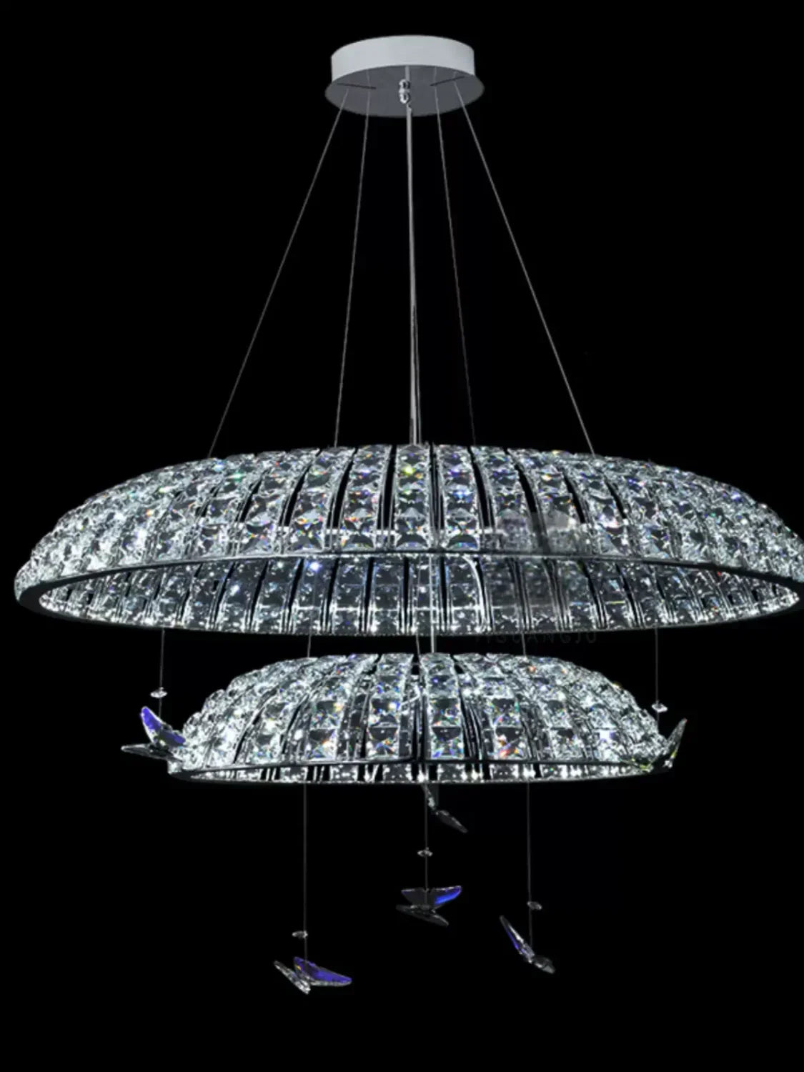 Lámpara colgante de mariposa de cristal DecorBites™: Lámpara de lujo posmoderna italiana para edificios dúplex tipo villa.