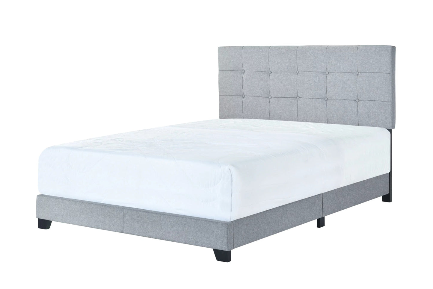 Ragnhild - Gray Upholstered Panel Bed Queen Size Bed Frame