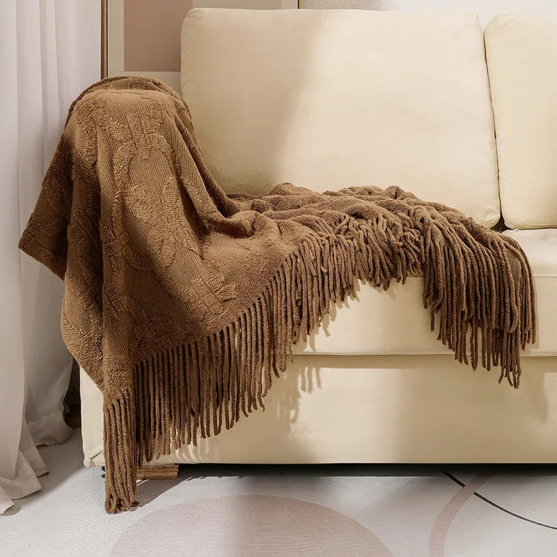 Decorbites™ Strickdecke Sofabezug – Gemütliche einfarbiges Plaid für Zuhause, Büro und Reisen
