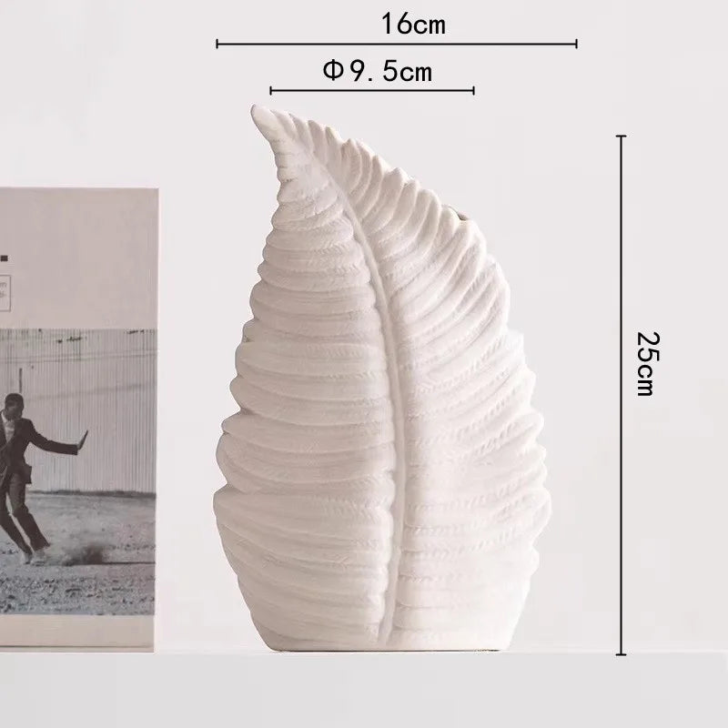 DecorBites™ Lotus Leaf Ceramic Vase for Floral Arrangement and Room Decoration