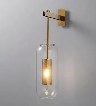 DecorBites™ Gold Glass Wall Lamp: Post-modern E14 Industrial Sconce for Home Decor