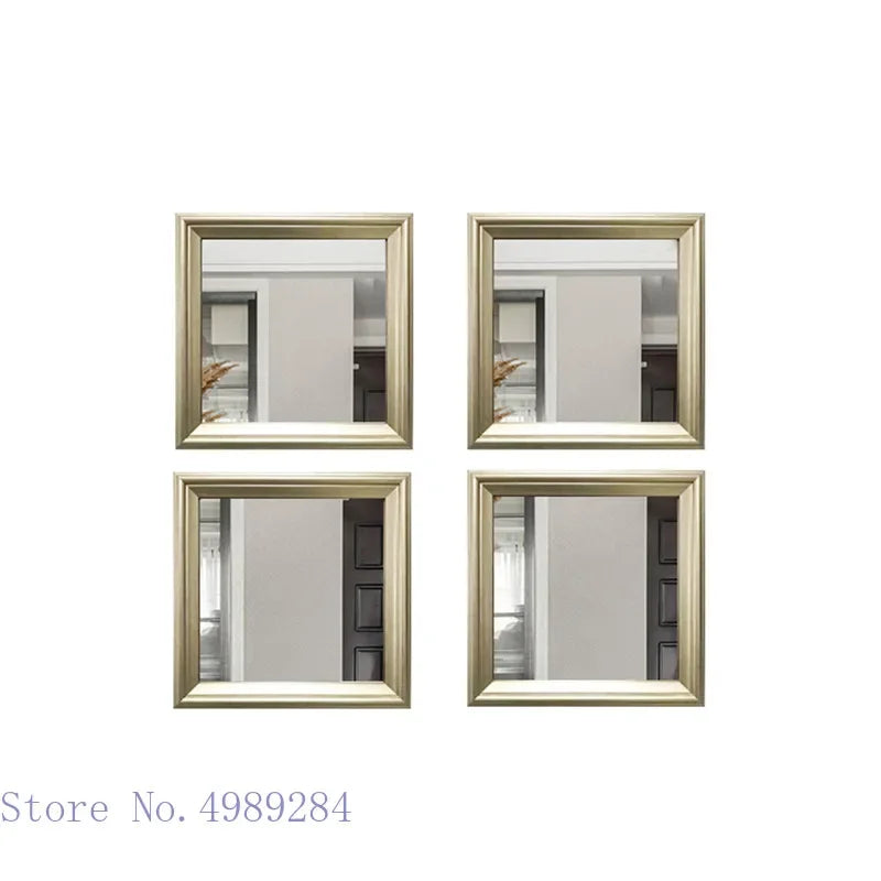 DecorBites™ Golden Border Square Mirror Wall Decor Combination