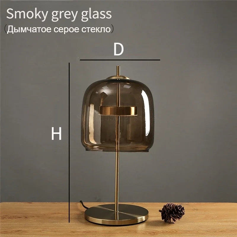 Lámpara de mesa LED con pantalla de cristal DecorBites™ para una decoración moderna de dormitorio.