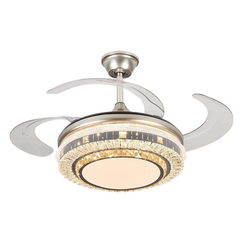 DecorBites™ Gold Crystal Retractable Blades Modern LED Ceiling Fan 42" Smart Lightning