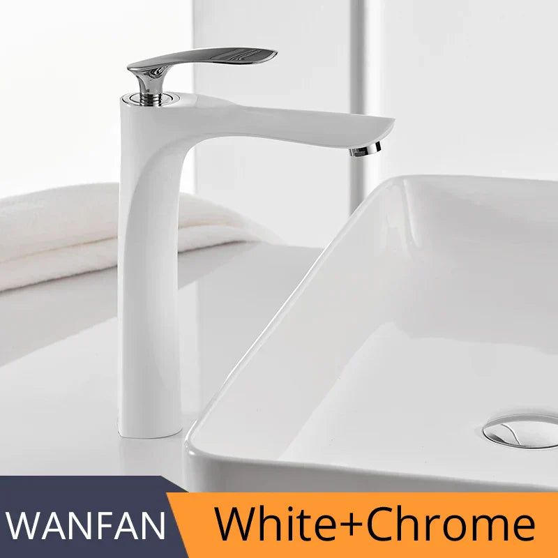 DecorBites™ Gold Chrome Finish Brass Basin Faucet Hot Cold Water Mixer