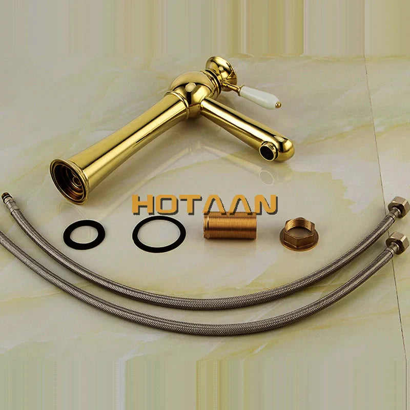 DecorBites™ Gold Basin Faucet with Ceramic Mixer Tap - Bathroom Torneiras Para Banheiro