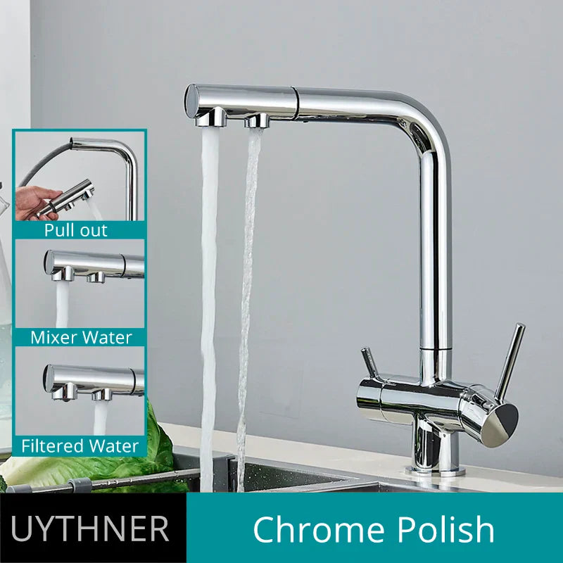 Decorbites™ Zweihand-Wasserfilter-Küchenarmatur mit 360°-Drehung & herausziehbarem Mischbatterie-Hahn