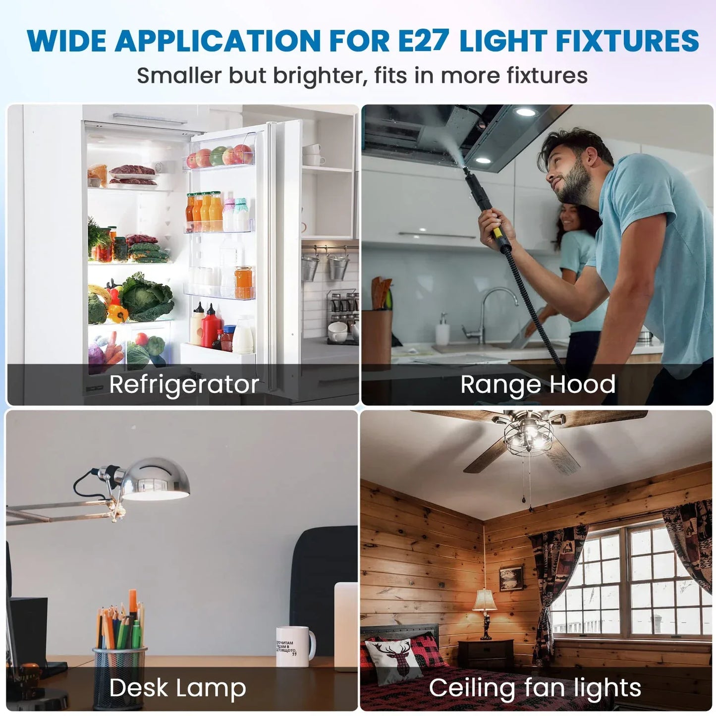DecorBites™ Dimmable 1W Tubular LED Light Bulbs, E27 Base, 2700K-6000K, Frosted - Ceiling Fan, Refrigerator