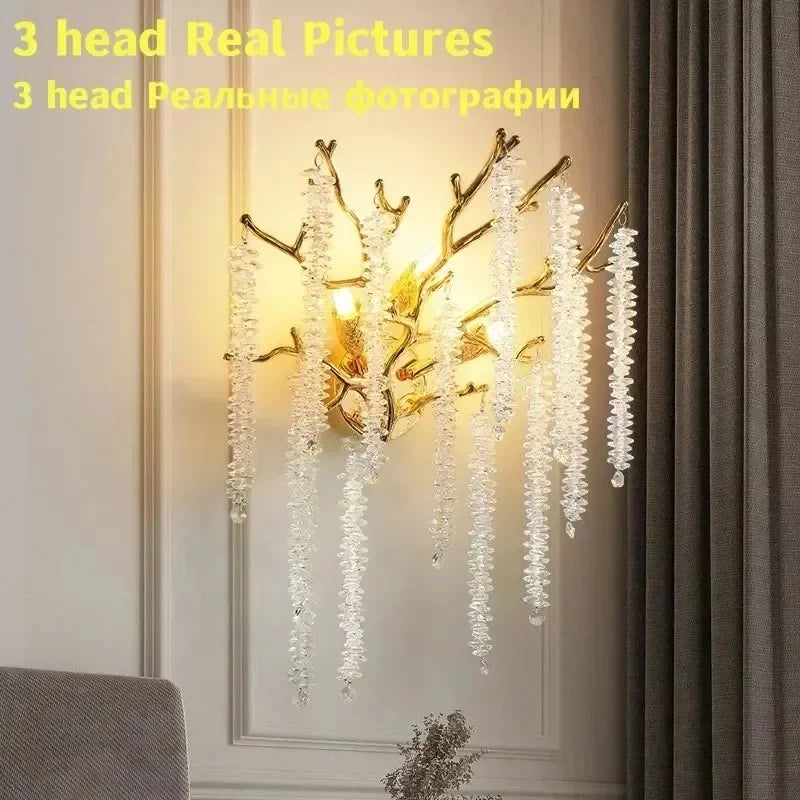 DecorBites™ Gold Round Crystal Branches Chandelier