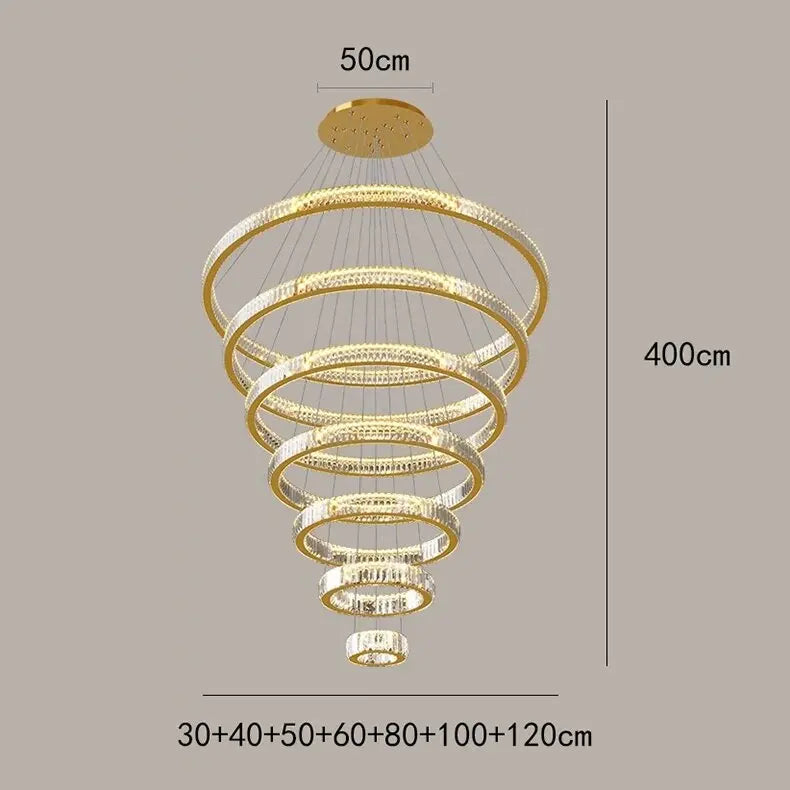 DecorBites™ Crystal Round Chandelier: Elegant Stair Pendant Light for Luxury Home Decor