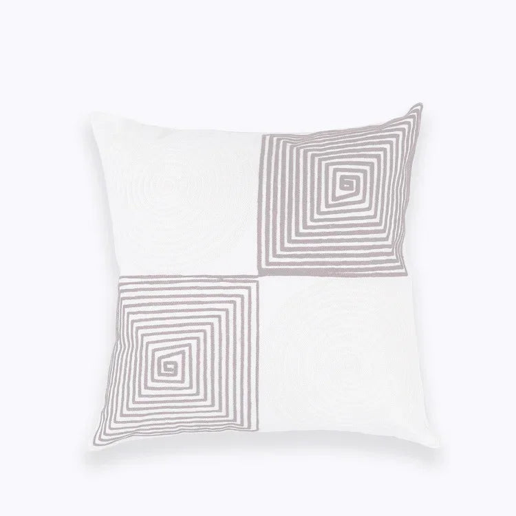 غطاء وسادة قطني مطرز بنقشة أوراق ماندالا زهرية زرقاء من DecorBites™ مقاس 45×45 سم