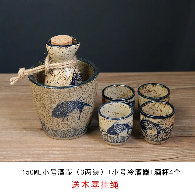 DecorBites™ Japanese Sake Pot Set Handcrafted Ceramic Wine Warmer Vintage Spirits Cup