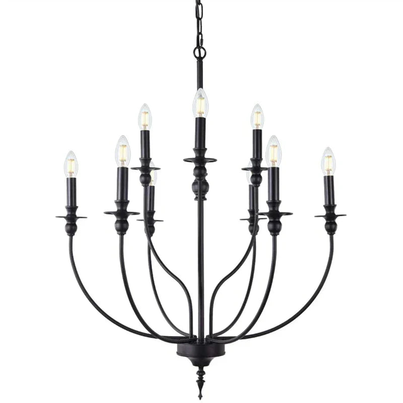 DecorBites™ 9-Head Retro Industrial Chandelier Light E14 Candle Pendant Lamp
