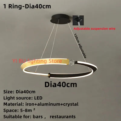 ثريا سقف من ديكوربايتس™ LED باللون الأسود الذهبي، مصباح معلق كريستالي مزخرف لغرفة الطعام وغرفة النوم