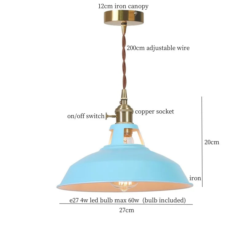 مصباح معلق LED من DecorBites™ باللون الأزرق من الحديد، طراز حديث إسكندنافي للمنازل والمساحات التجارية