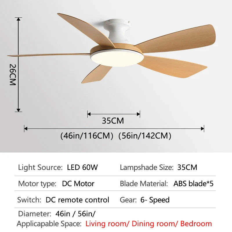 DecorBites™ 56" Modern Ceiling Fan with Remote Control for Bedroom and Restaurant