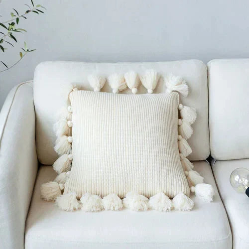 DecorBites™ Knit Cushion Cover 45*45cm Soft Solid Pillow Case for Sofa Bed Nursery