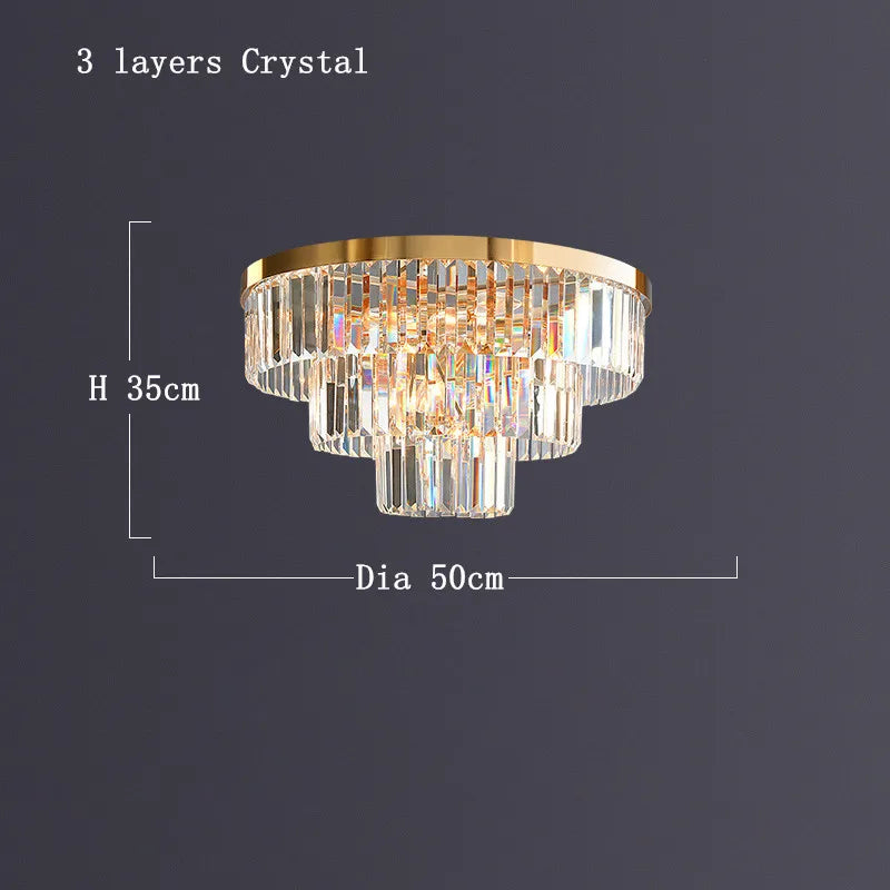 DecorBites™ Gold LED Crystal Ceiling Light for Modern Living Room, Luxury Home Decor