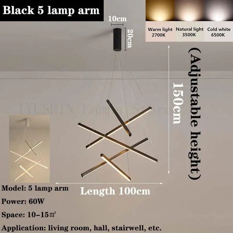DecorBites™ LED Chandelier for Modern Duplex Interior, Loft Decor, Living & Dining Room Lighting
