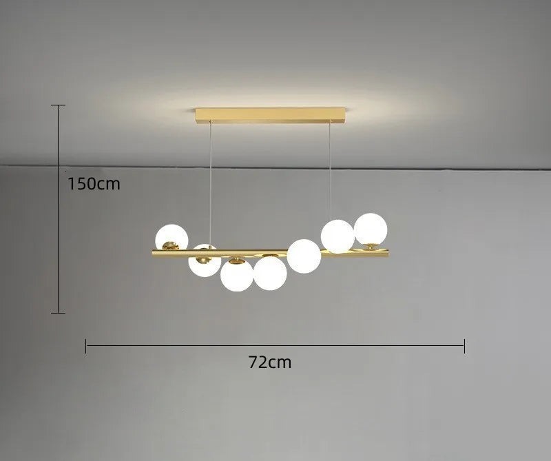 Lámpara de araña DecorBites™ con bola de cristal dorada: Iluminación de estilo nórdico para comedor y cocina