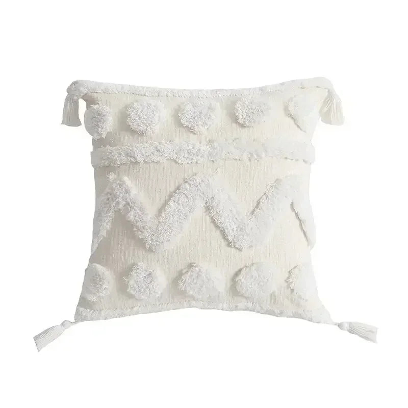 DecorBites™ Bohemian Tufted Tassel Cushion Cover | Plush Embroidered Decorative Pillow for Sofa