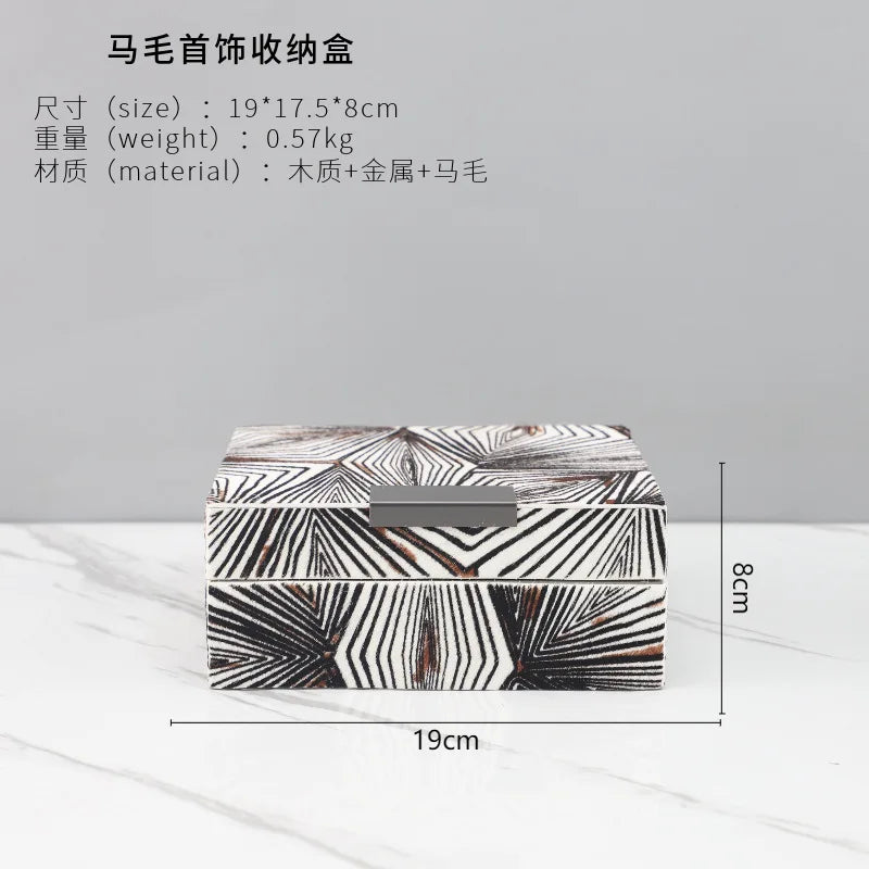 DecorBites™ Black & White Zebra Pattern Jewelry Storage Box Desktop Organizer