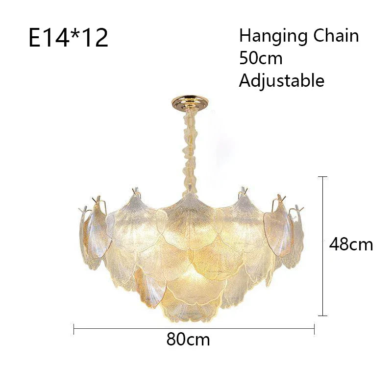 DecorBites™ Glass Shell Ceiling Pendant Light Luxury Bedroom Decor Hanglamp