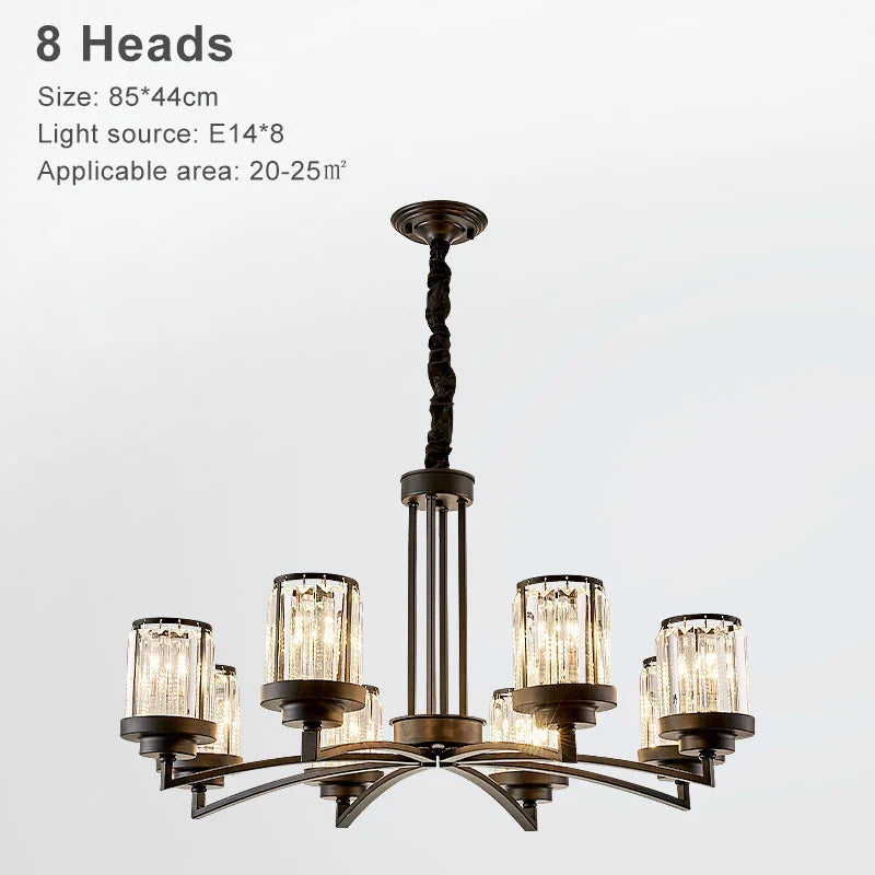 DecorBites™ Black Art Crystal Chandelier for Luxury Living Room Bedroom Lighting Fixtures
